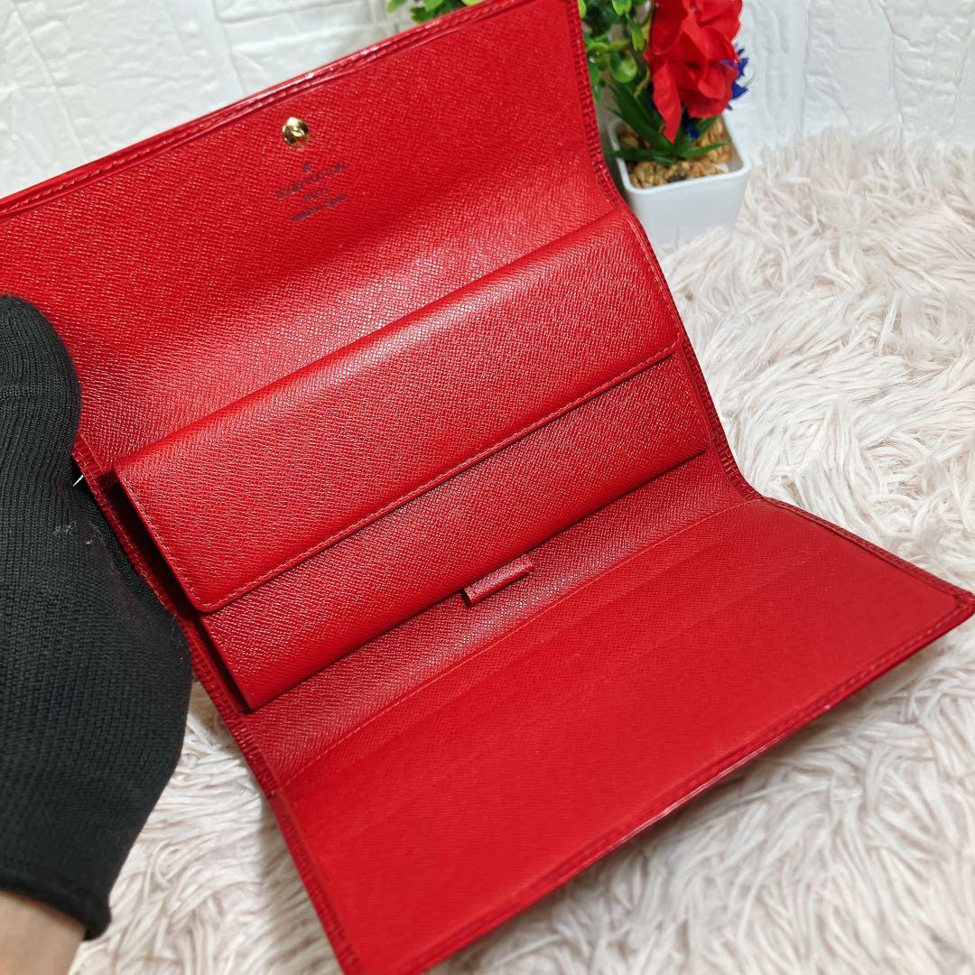超美品 ルイヴィトン エピ インターナショナル ポルトフォイユ 長財布 赤 折り