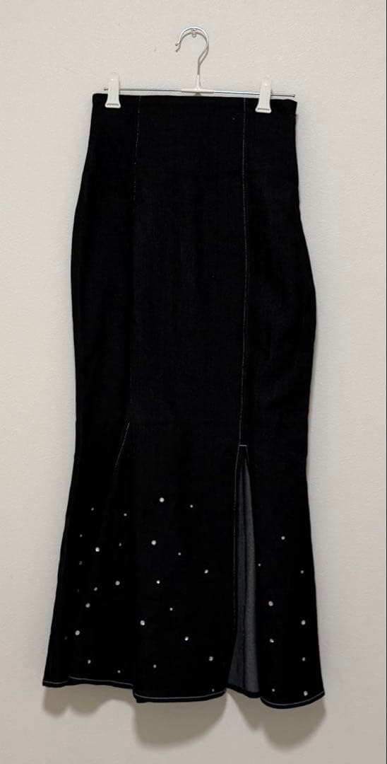 スカート POMME d'amour rhinestone denim skirt M