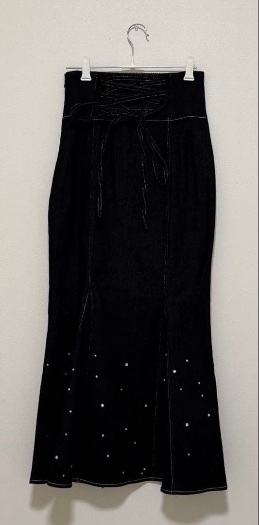 スカート POMME d'amour rhinestone denim skirt M