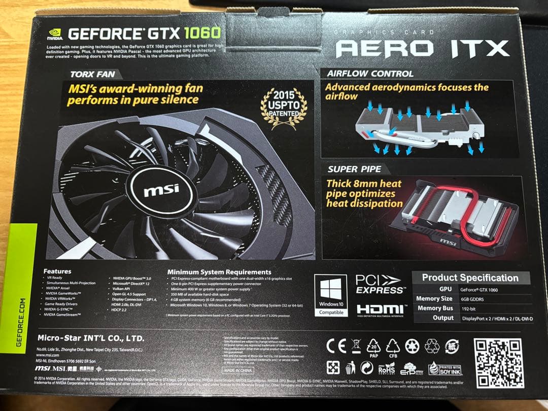 グラフィックボード・グラボ・ビデオカード NVIDIA GeForce GTX 1060 AERO ITX 6G OC