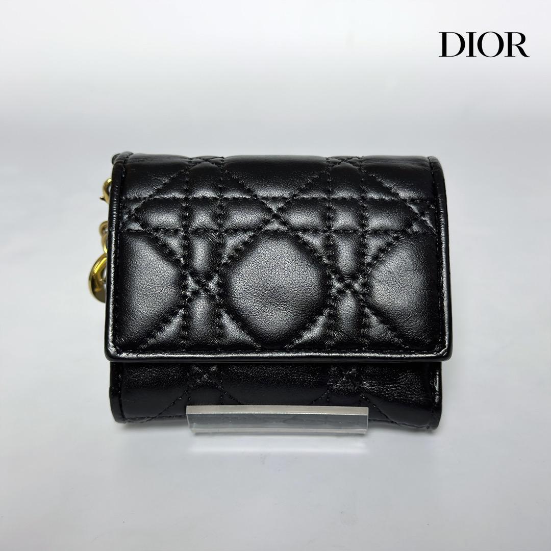 正規品　Dior レディディオール　カナージュ　ロータスウォレット　三つ折り財布