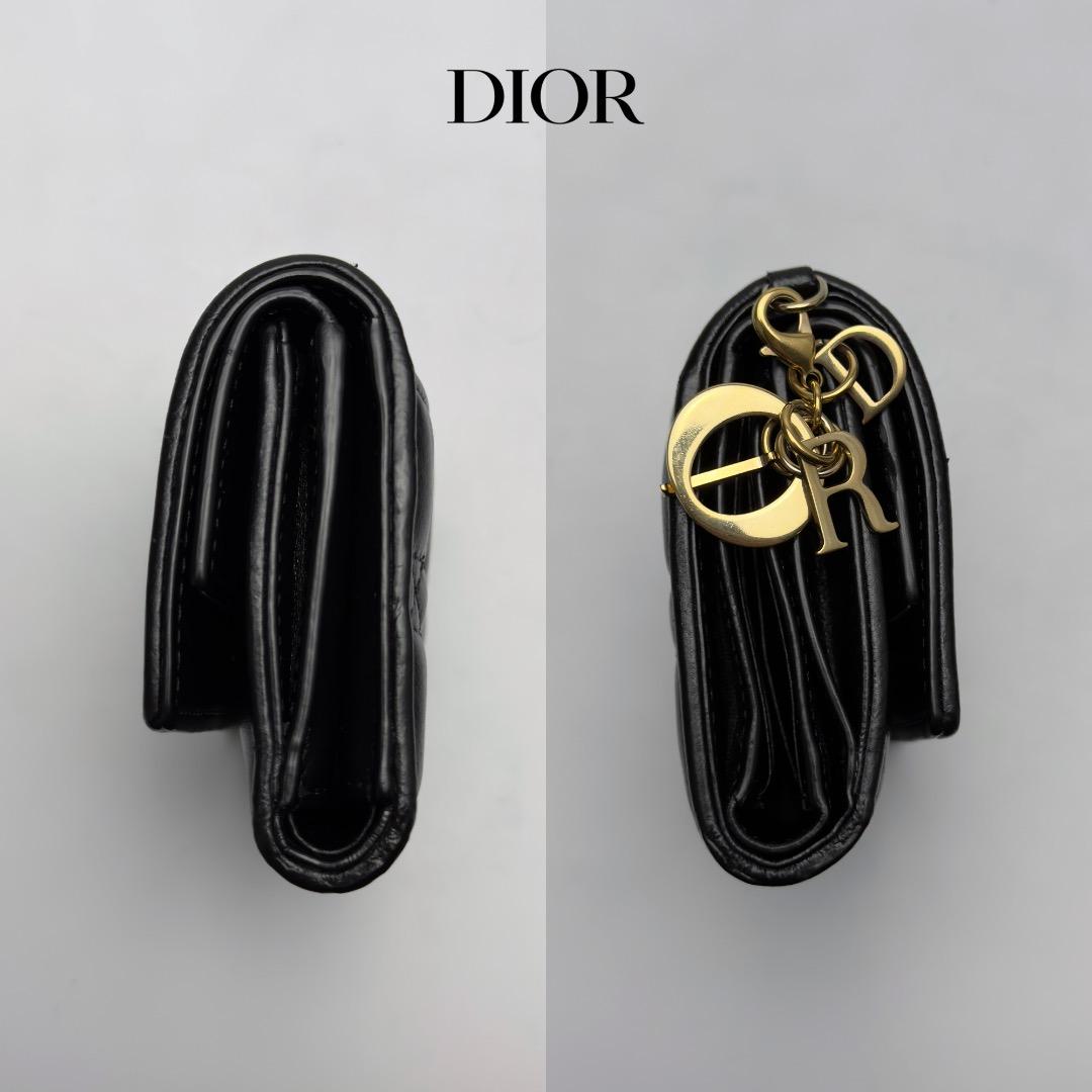 正規品　Dior レディディオール　カナージュ　ロータスウォレット　三つ折り財布