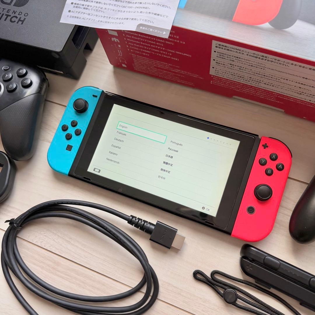 即発送★Nintendo Switch ブルー/レッド プロコン マリオカート