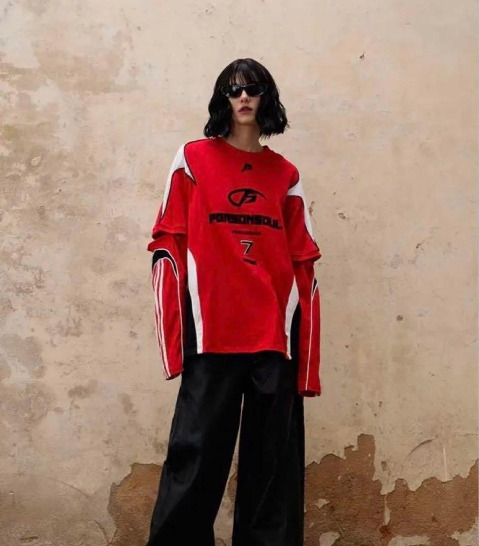 パーソンソウル スプリット スリーブ レーシング T シャツ
