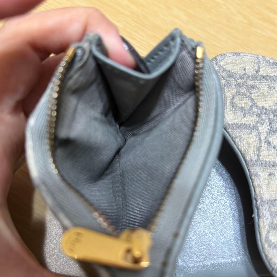 (箱、布入れ物付き)Dior グレー 三つ折り財布