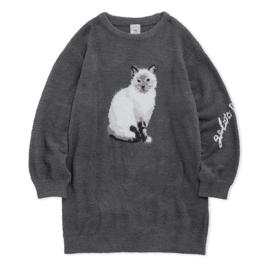 ジェラートピケ　ネコジャガードワンピース　猫　キャット　ドレス
