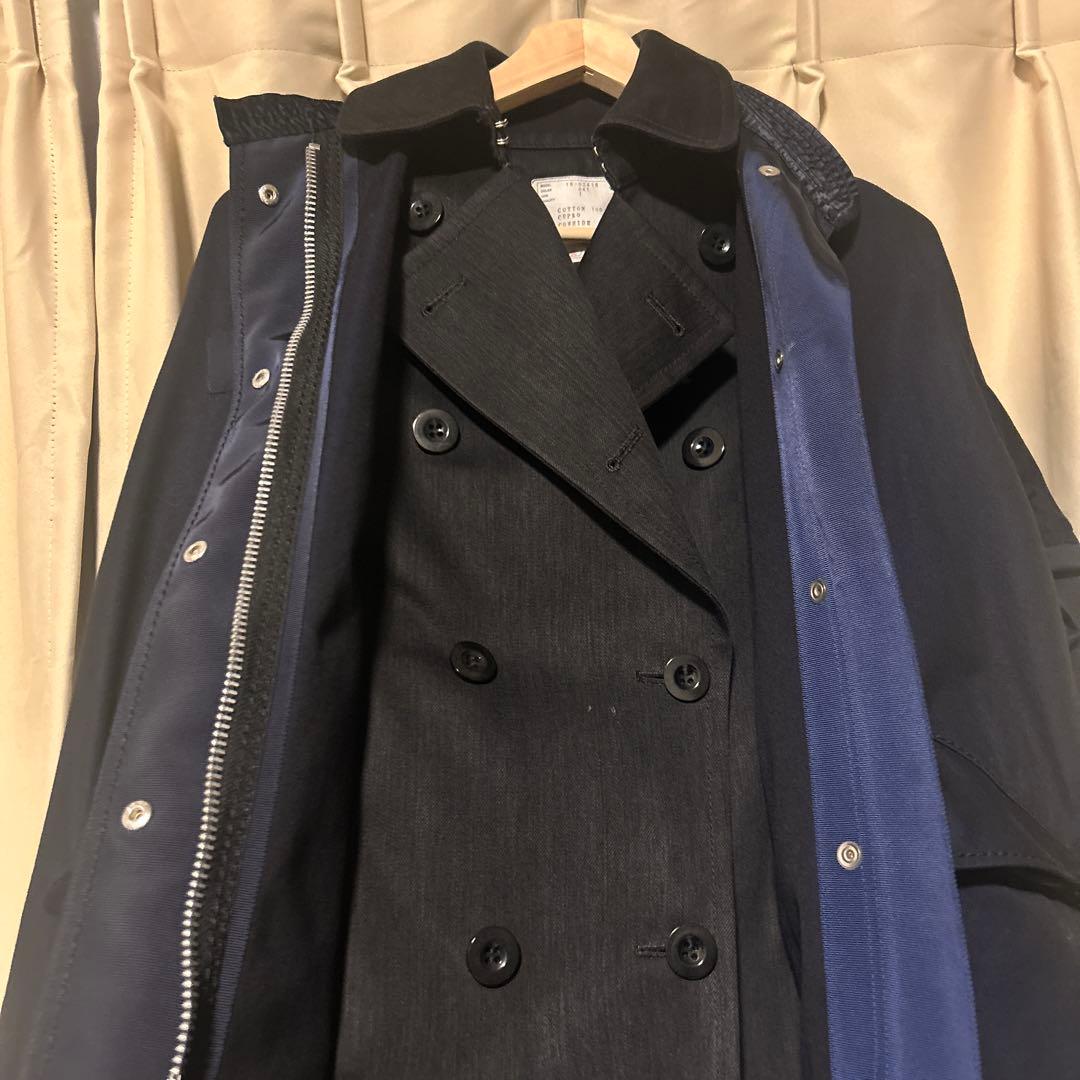 sacai レイヤードハイブリッドモッズコート