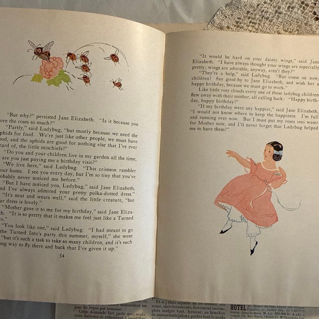 1935年アンティーク美しい挿絵の児童書　洋書　絵本ジャンクジャーナル素材　古書