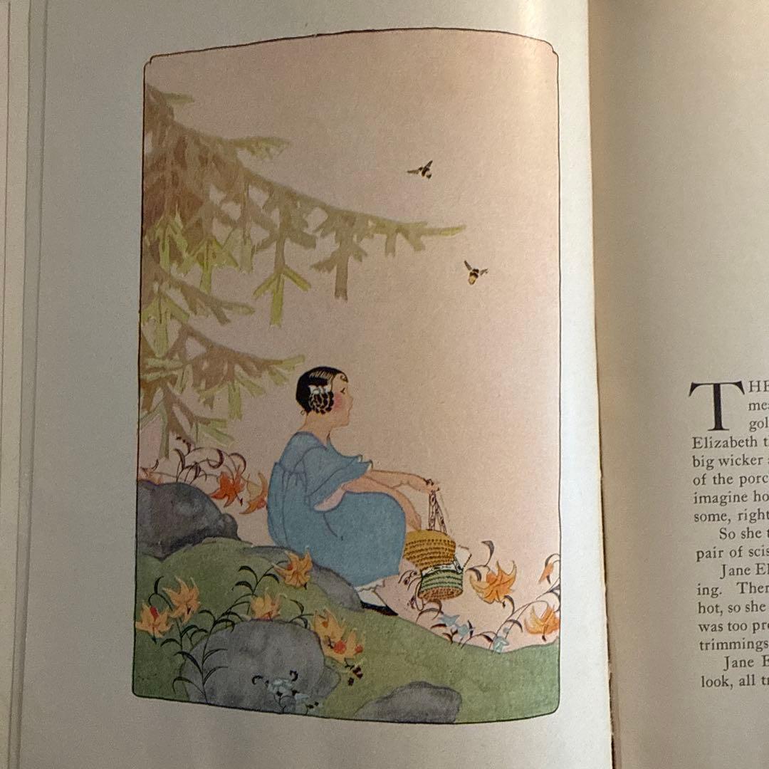 1935年アンティーク美しい挿絵の児童書　洋書　絵本ジャンクジャーナル素材　古書