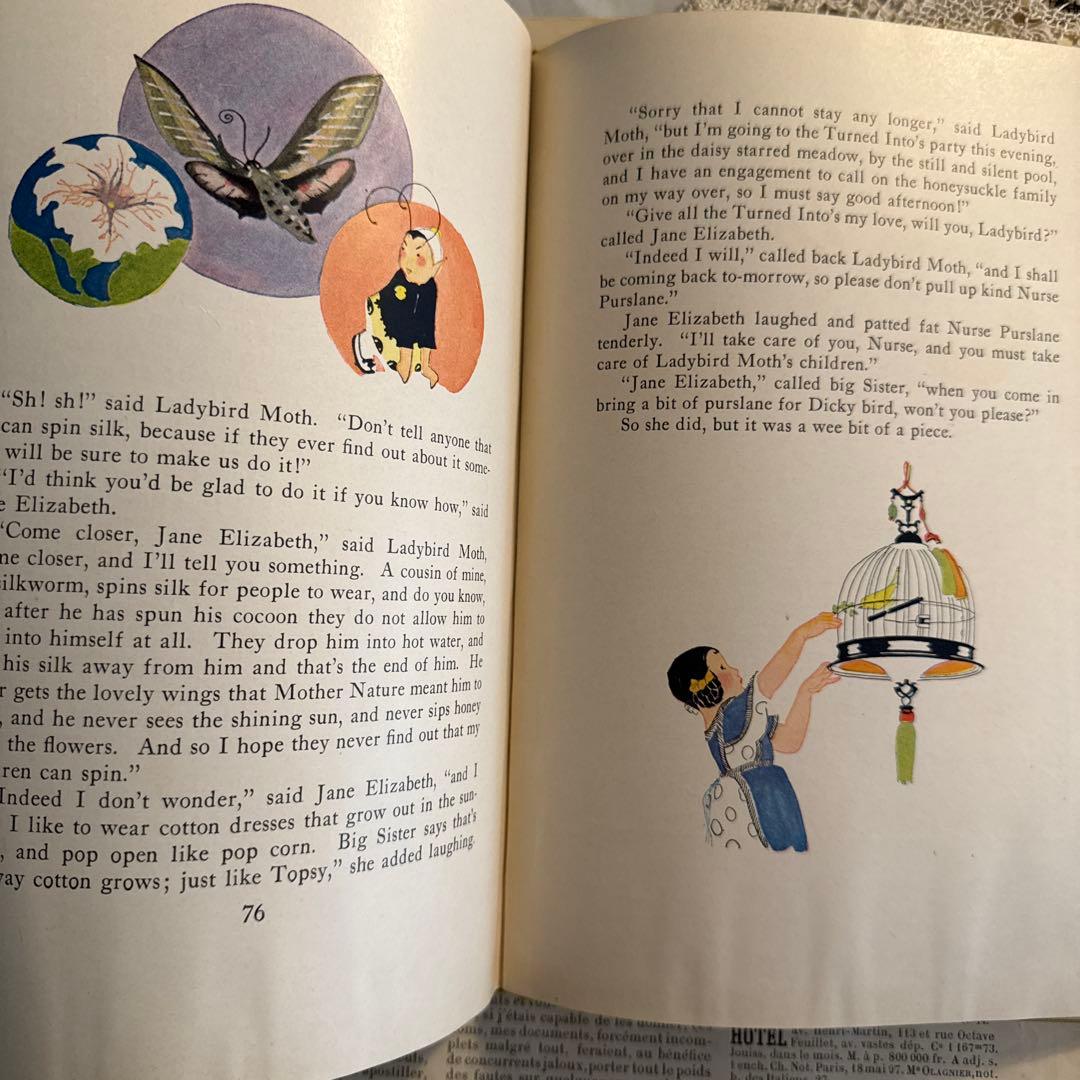 1935年アンティーク美しい挿絵の児童書　洋書　絵本ジャンクジャーナル素材　古書