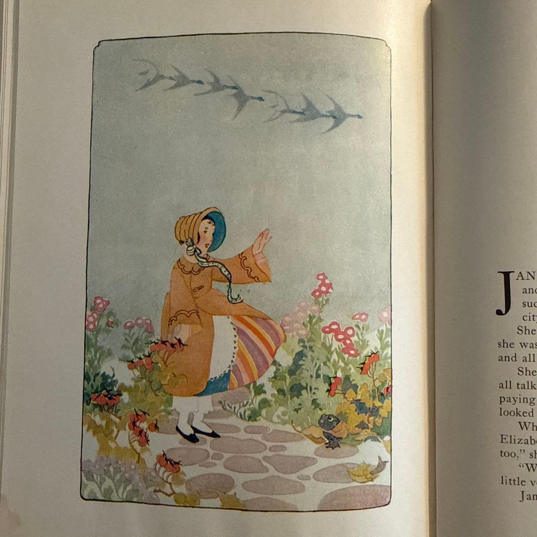 1935年アンティーク美しい挿絵の児童書　洋書　絵本ジャンクジャーナル素材　古書