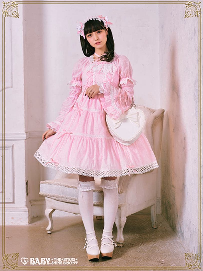 はわせドールワンピース　ヘッドドレス　セット　ピンク