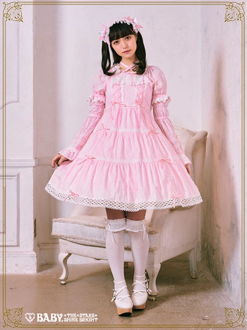 はわせドールワンピース　ヘッドドレス　セット　ピンク
