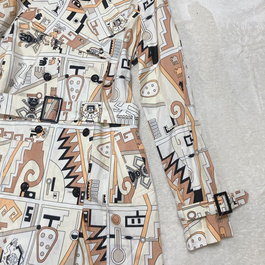 【希少美品】4298　シズカコムロ　トレンチコート　総柄　マルチカラー