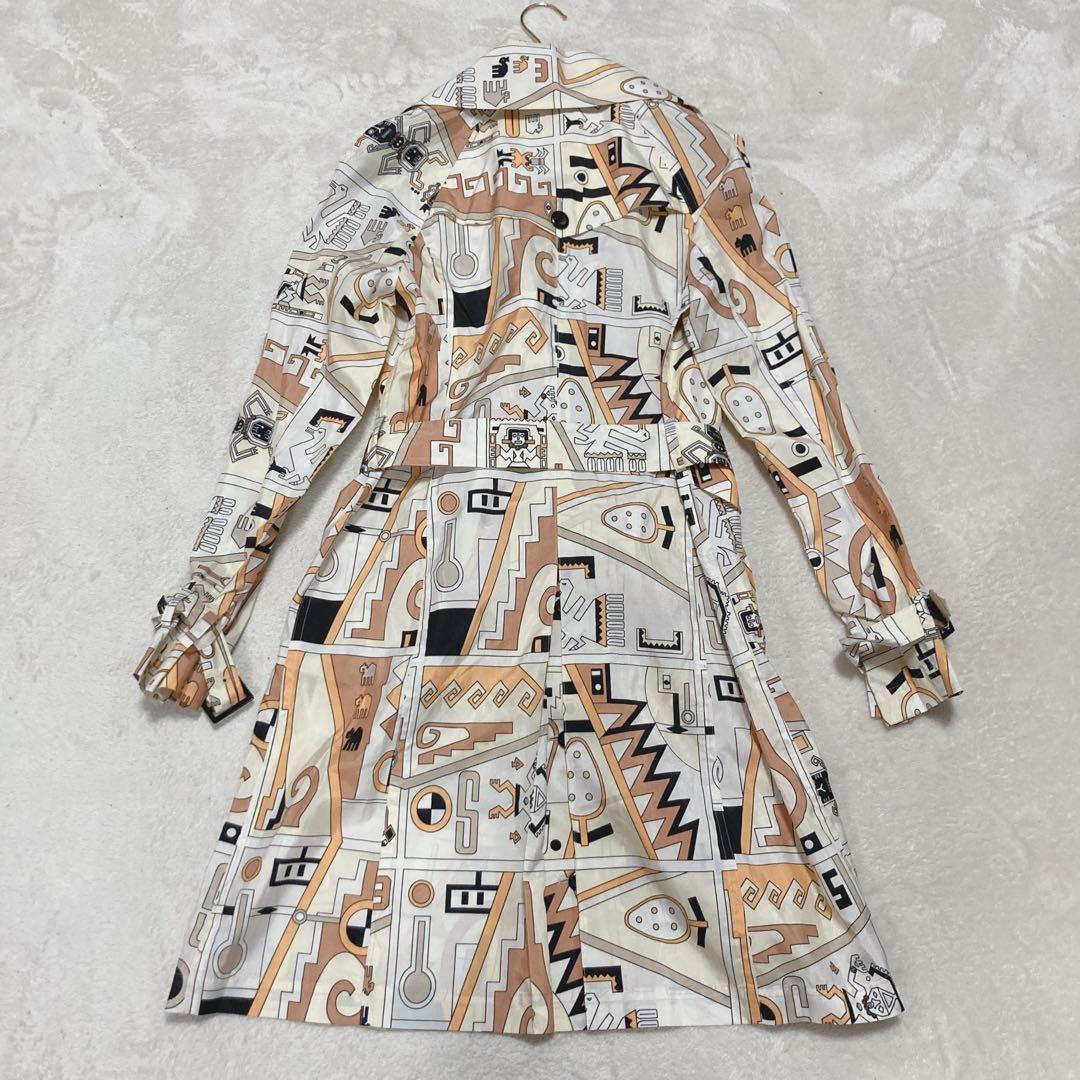 【希少美品】4298　シズカコムロ　トレンチコート　総柄　マルチカラー