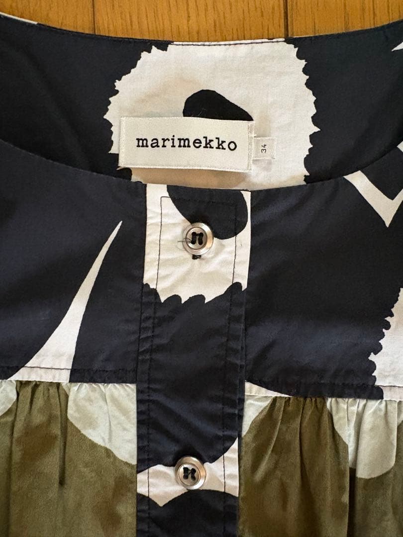 marimekko 波模様 長袖ワンピース S