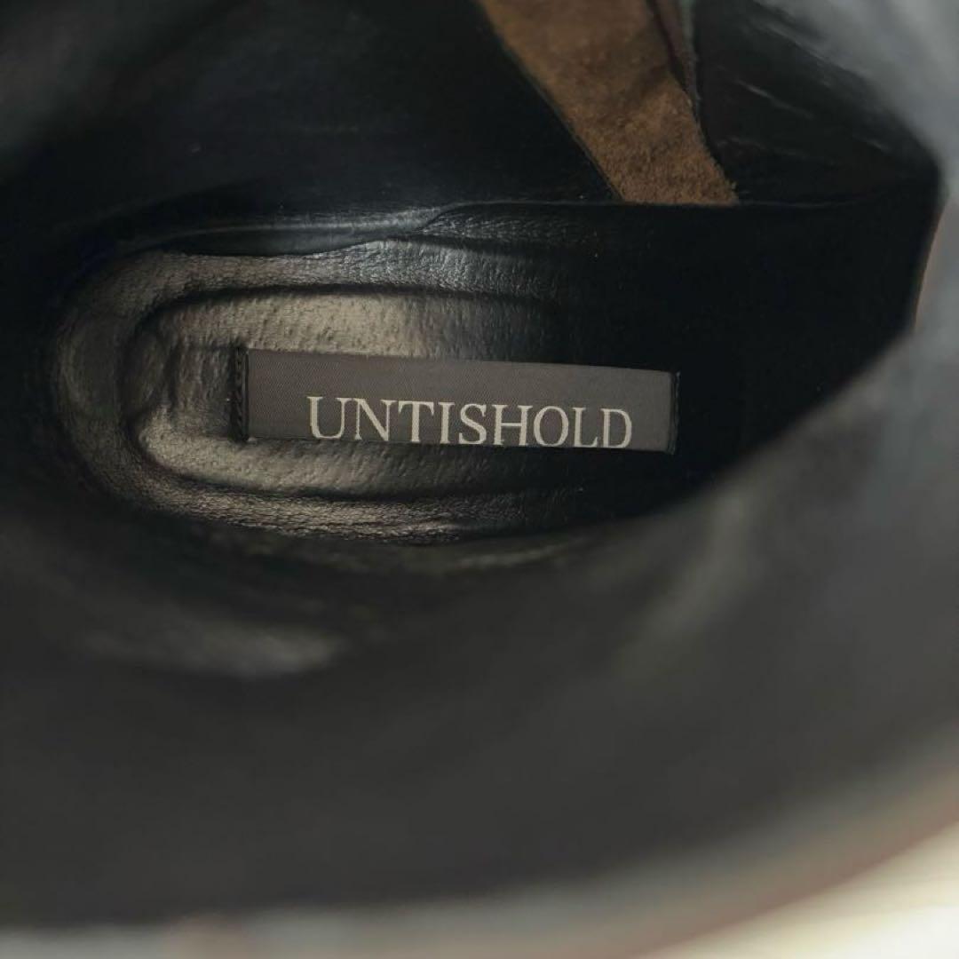 処分市‼️【UNTISHOLD】本革 スクエアトゥ ショートブーツ ダークブラウン