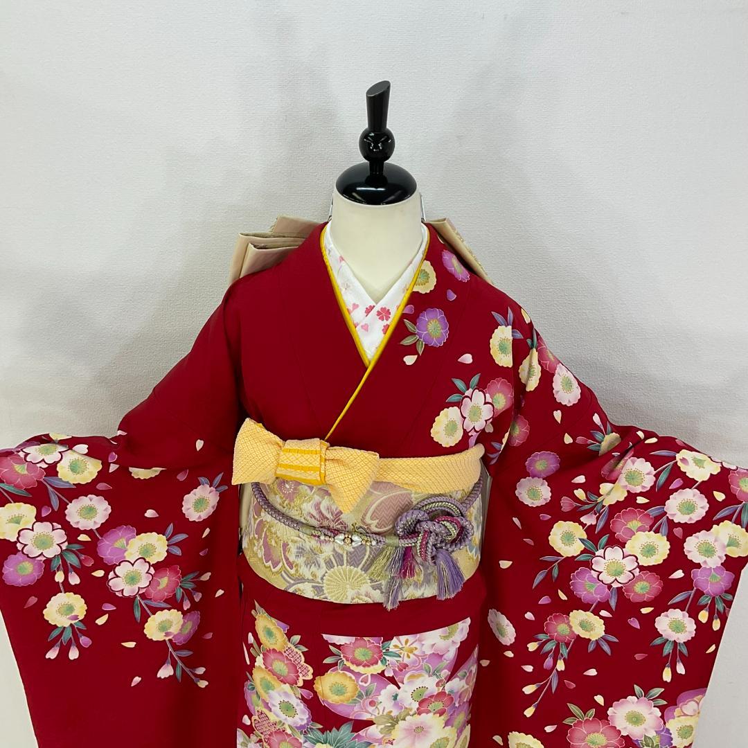 お振袖　赤　ふんわり　正絹　美品