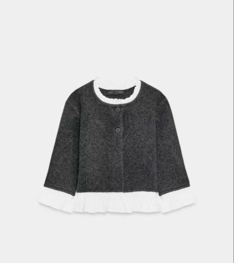 新品未使用 ZARA ポプリンコンビニットジャケット ダークグレー Sサイズ