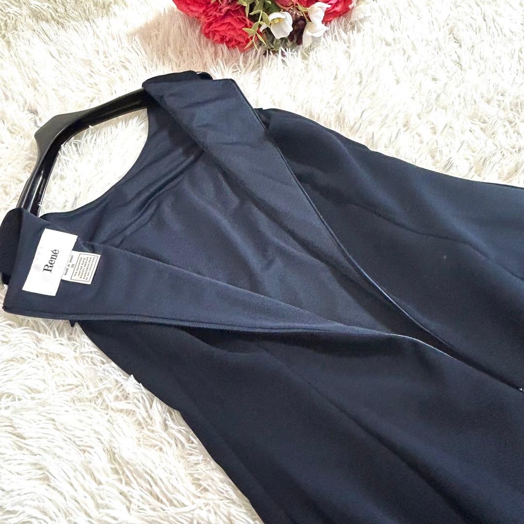 極美品✨ルネ フリル装飾 春夏に◎ノースリーブ ロングワンピース