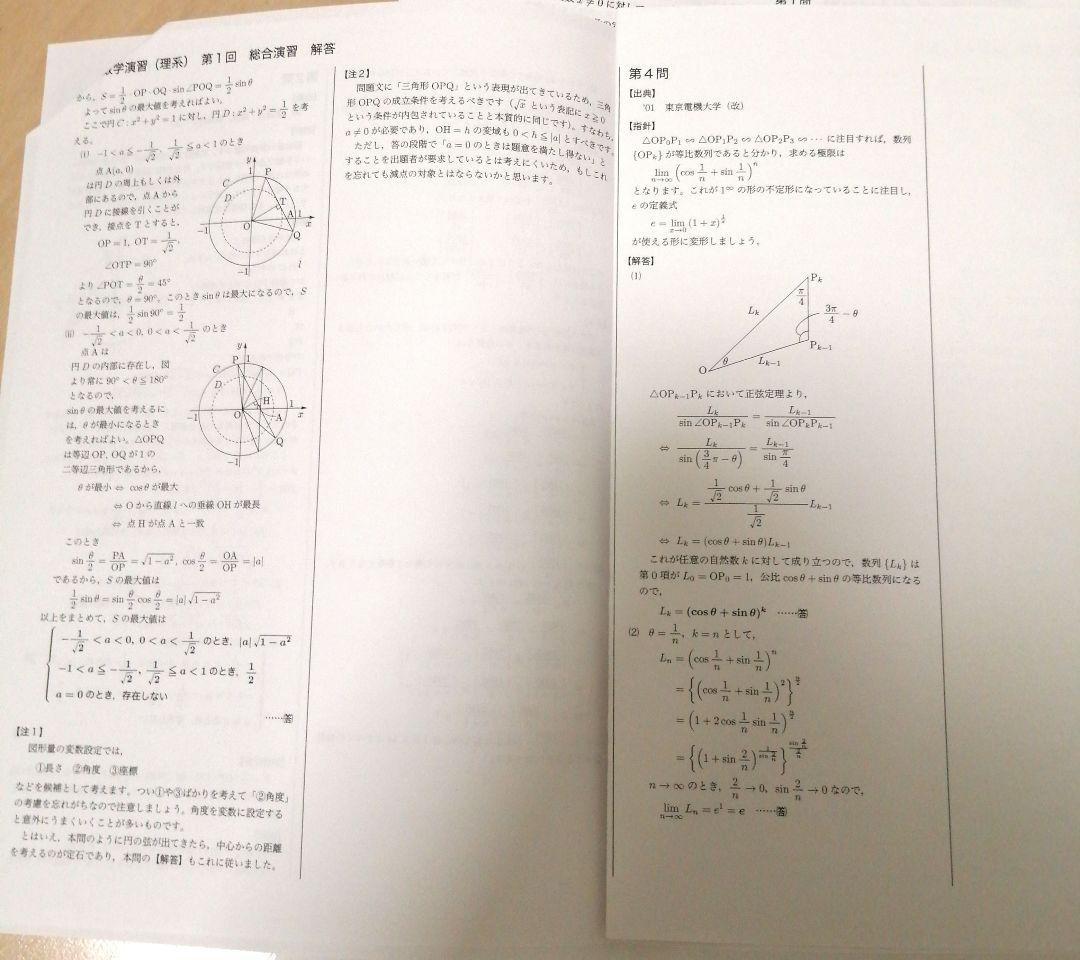 鉄緑会 入試数学演習(理系) 問題&解説プリント