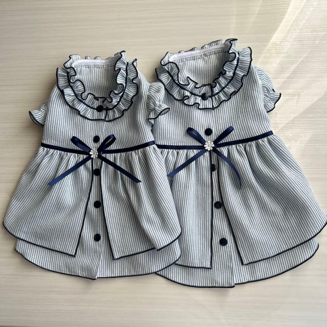 No.犬服ハンドメイド　バックオープンワンピース2着