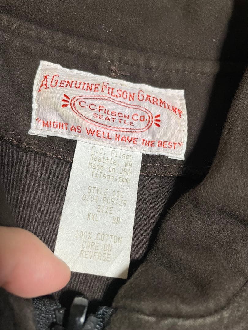 90s FILSON モールスキンライナーベスト ダークブラウン USA製