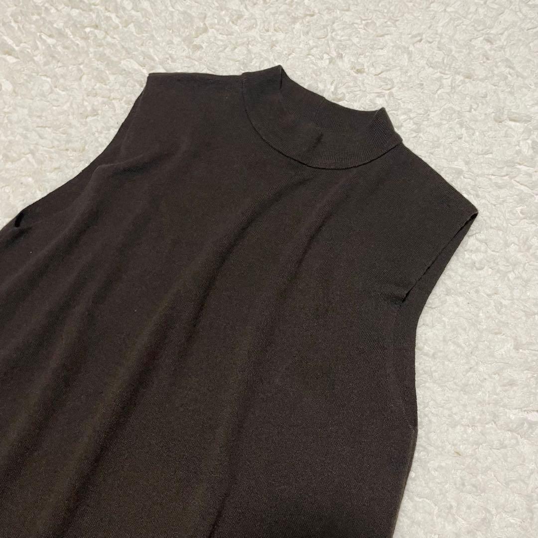 美品 ミズイロインドmizuiroind ハイネック ニットワンピース ブラウン