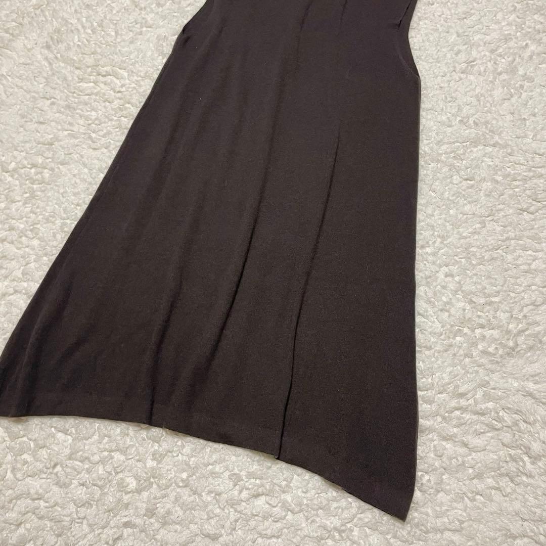 美品 ミズイロインドmizuiroind ハイネック ニットワンピース ブラウン
