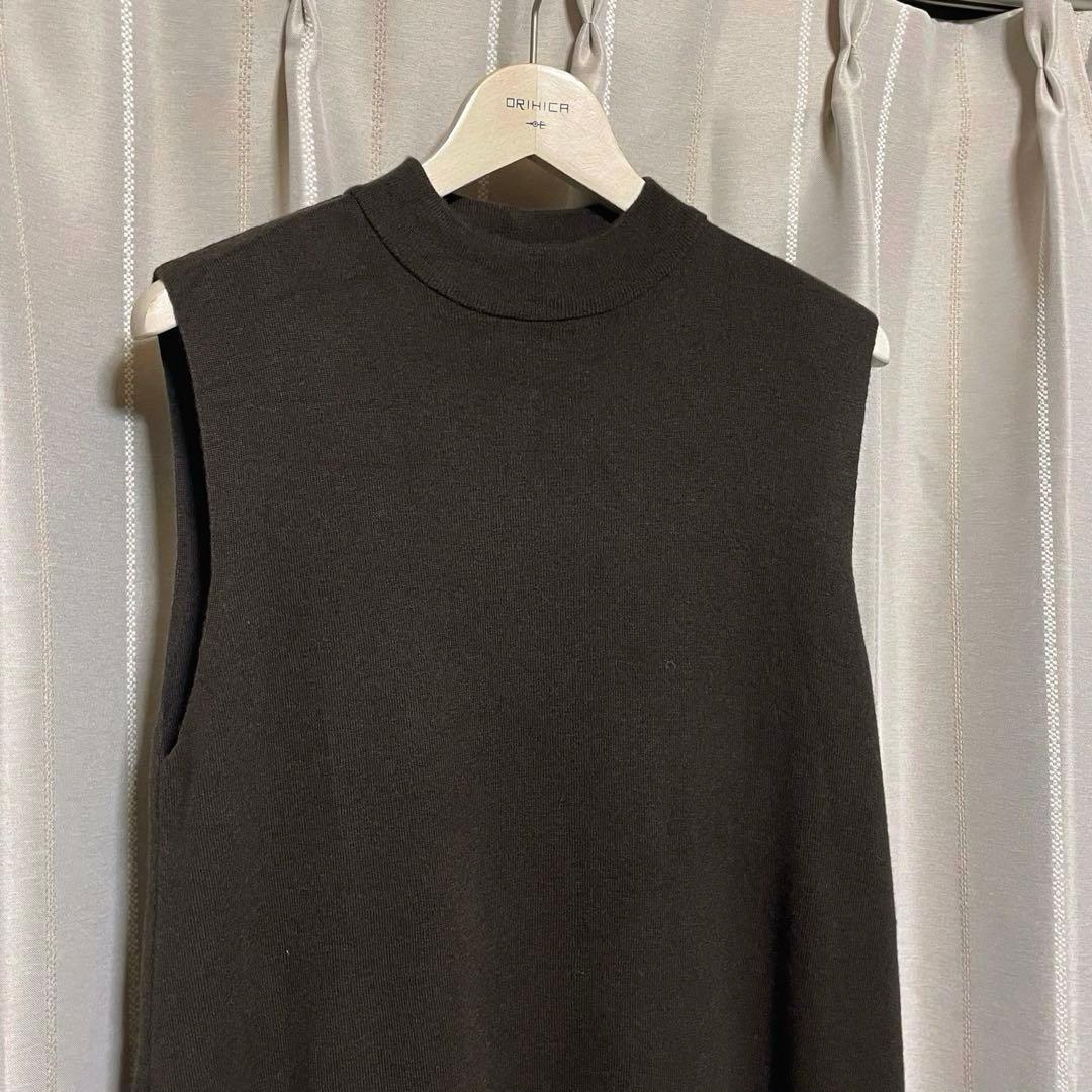 美品 ミズイロインドmizuiroind ハイネック ニットワンピース ブラウン