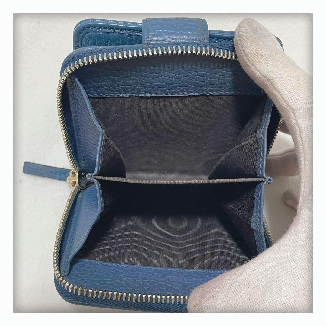 【ほおずき】 美品 GUCCI グッチ キャンバス 折り財布 ベージュ