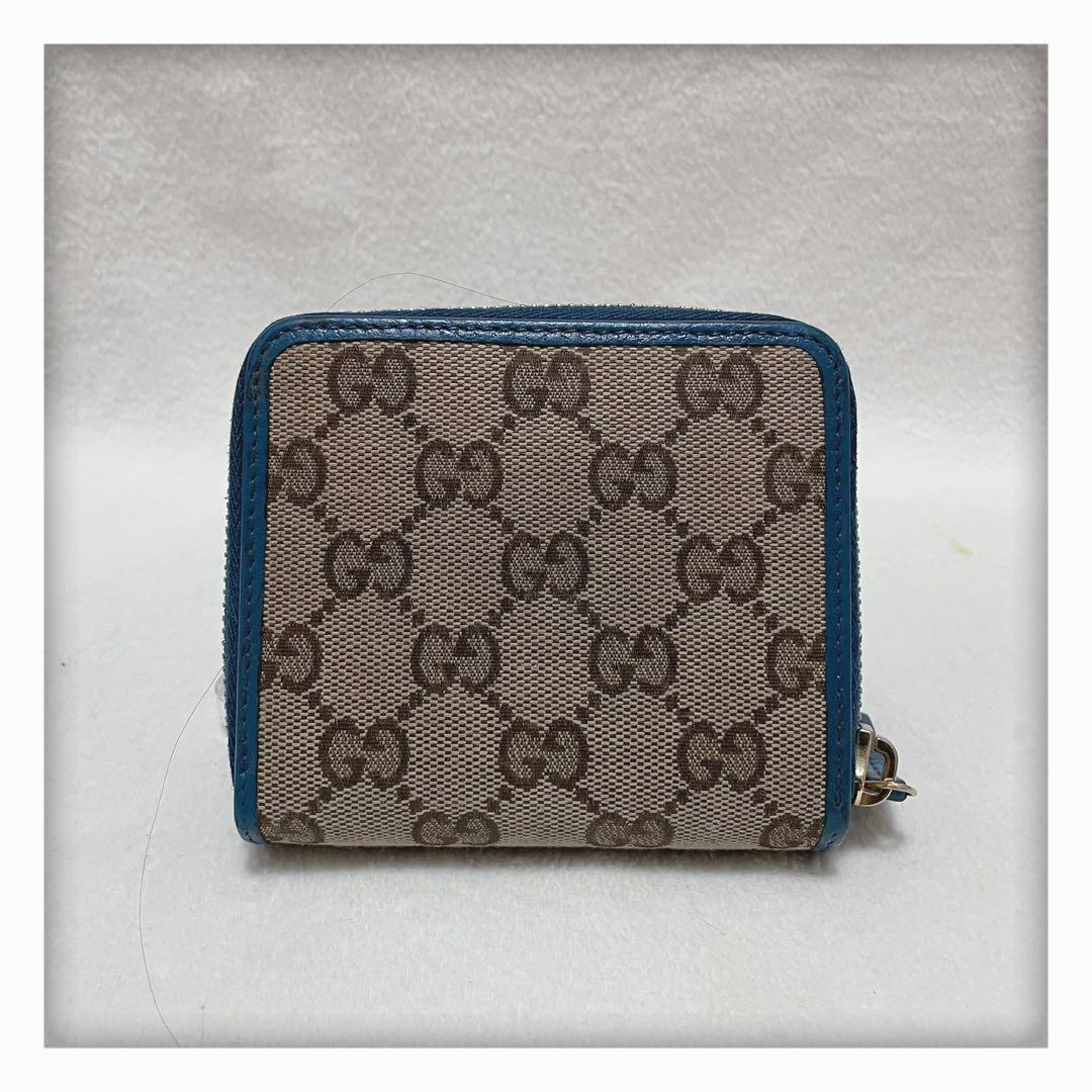 【ほおずき】 美品 GUCCI グッチ キャンバス 折り財布 ベージュ