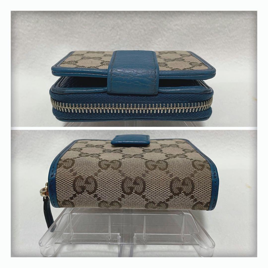 【ほおずき】 美品 GUCCI グッチ キャンバス 折り財布 ベージュ