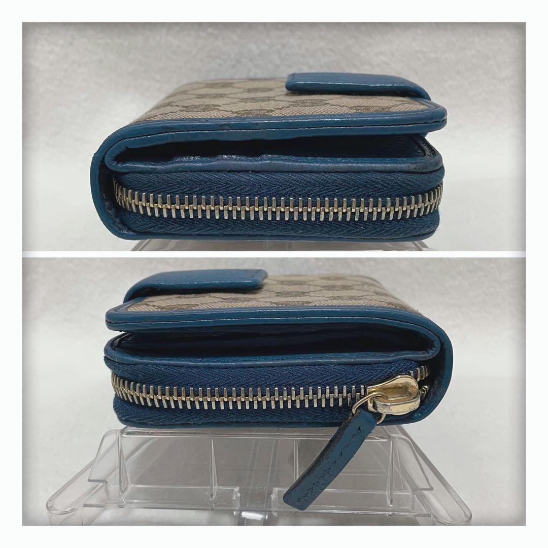 【ほおずき】 美品 GUCCI グッチ キャンバス 折り財布 ベージュ