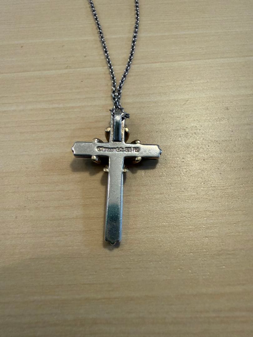 Tiffany クロスペンダント18金 Tiffanyチェーン付き
