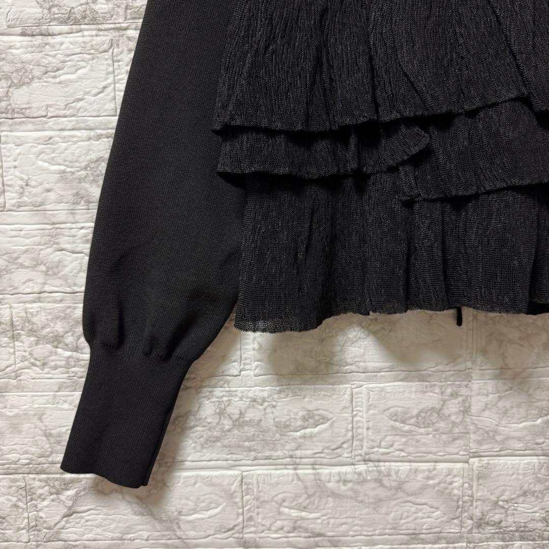 美品 ADAM ET ROPÉ フリルカーディガン 黒 F ブラック