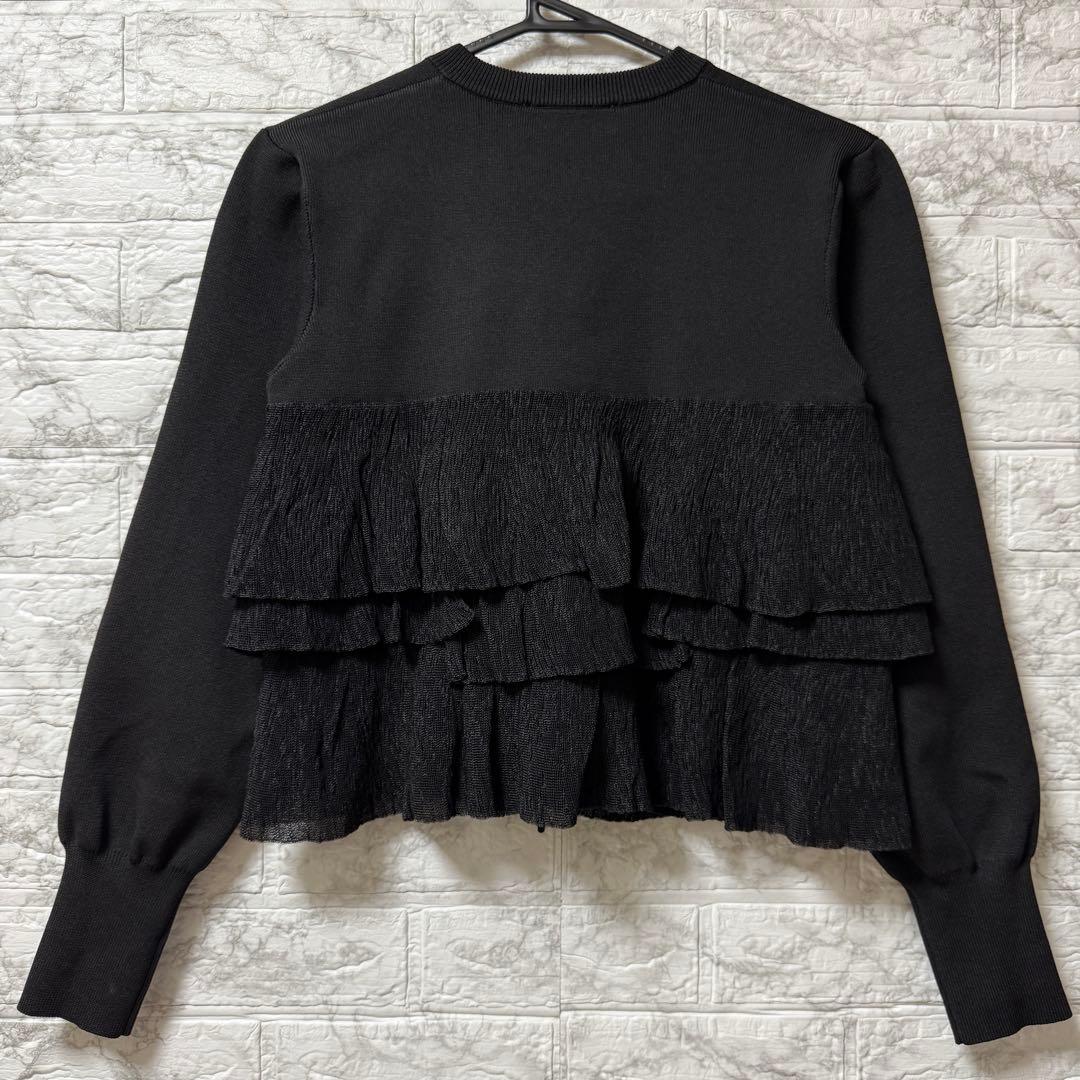 美品 ADAM ET ROPÉ フリルカーディガン 黒 F ブラック