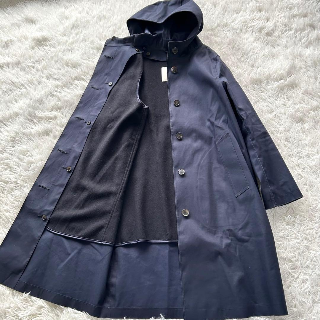 MACKINTOSH マッキントッシュ　ゴム引きコート　ロング　フード　紺色　M