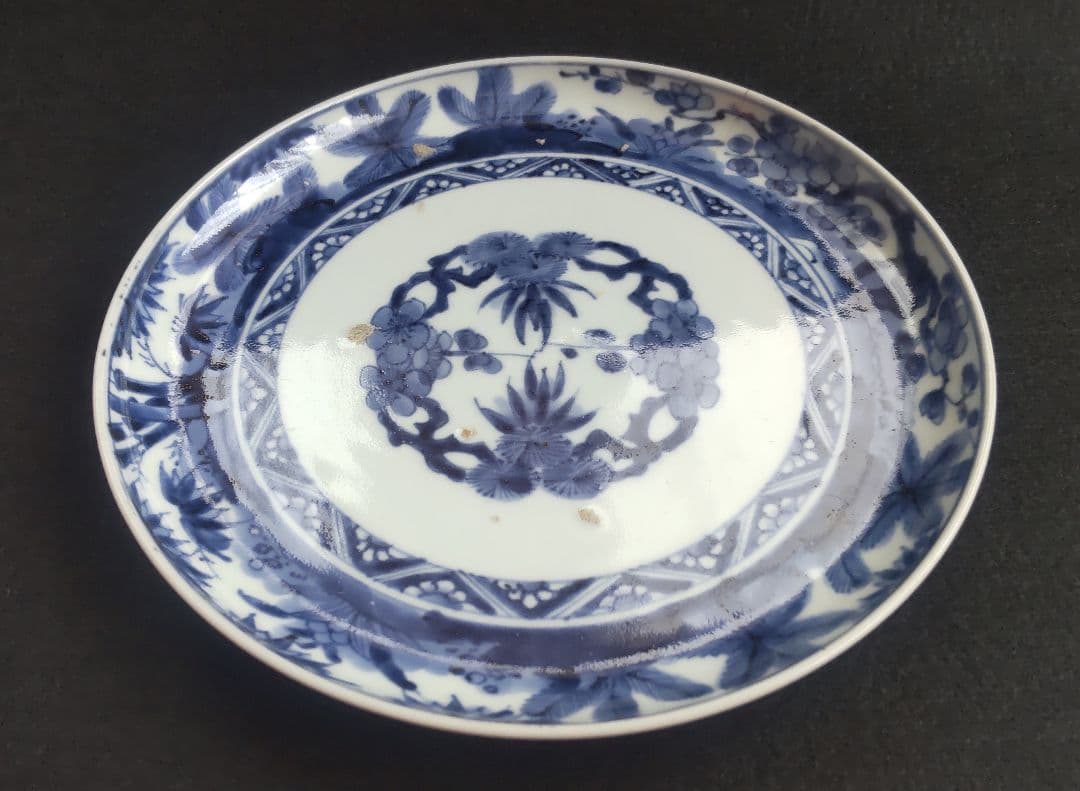 古伊万里　染付皿　松竹梅　中皿