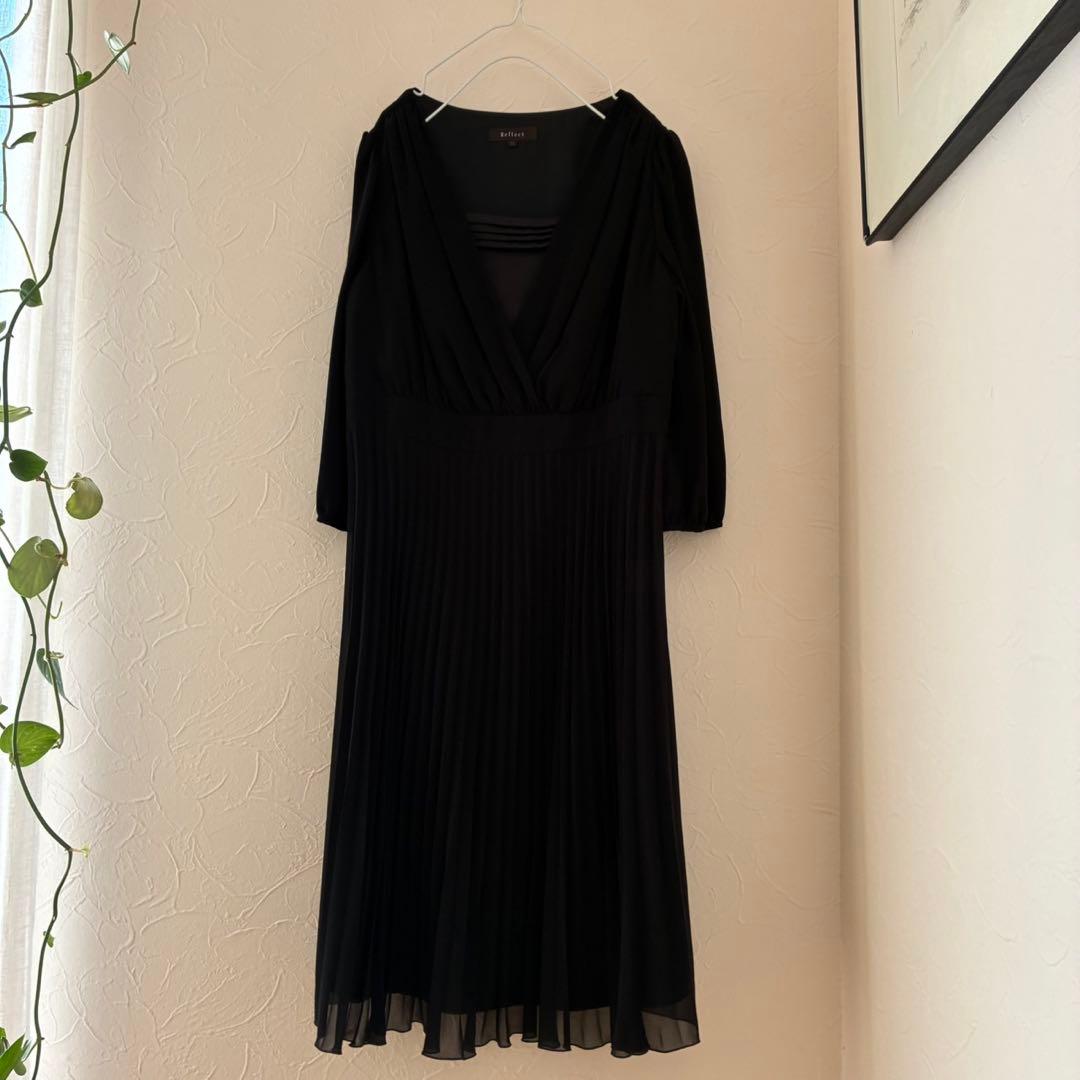 Reflect新品✨ブラックシフォンプリーツセレモニーワンピース卒業式入学式