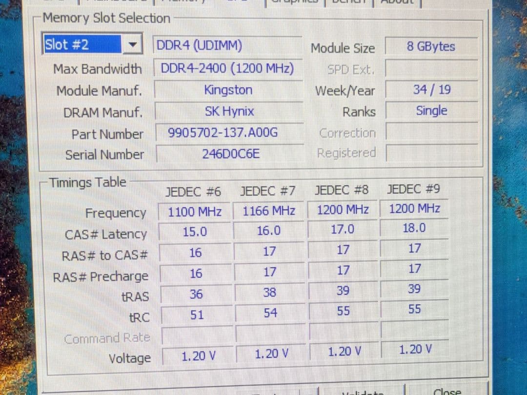 DDR4 8GB×2 Kingston KVR24N17S8/8 シリアル違い