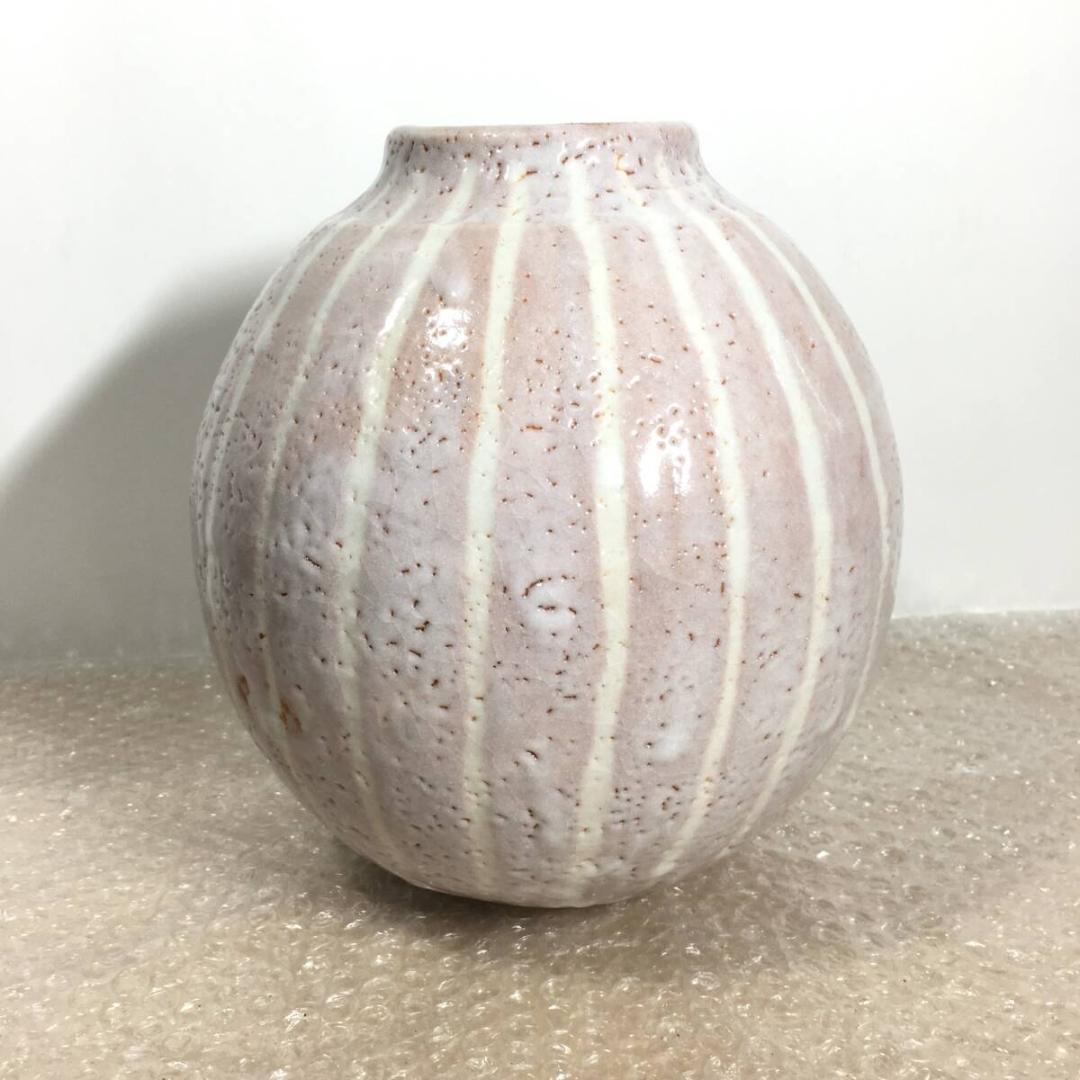 美品！ 巨匠 安藤日出武 「 紅志野花瓶」 美濃焼 仙山窯 茶道具 岐阜県重要