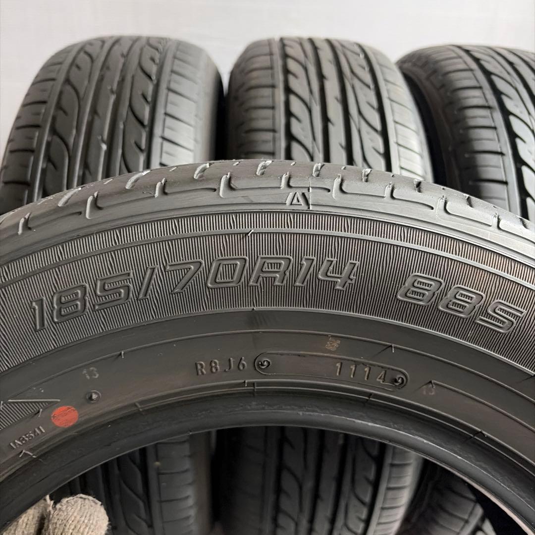 送料無料◆185/70R14/夏4本/残溝約5〜6.5㎜/製造2014年