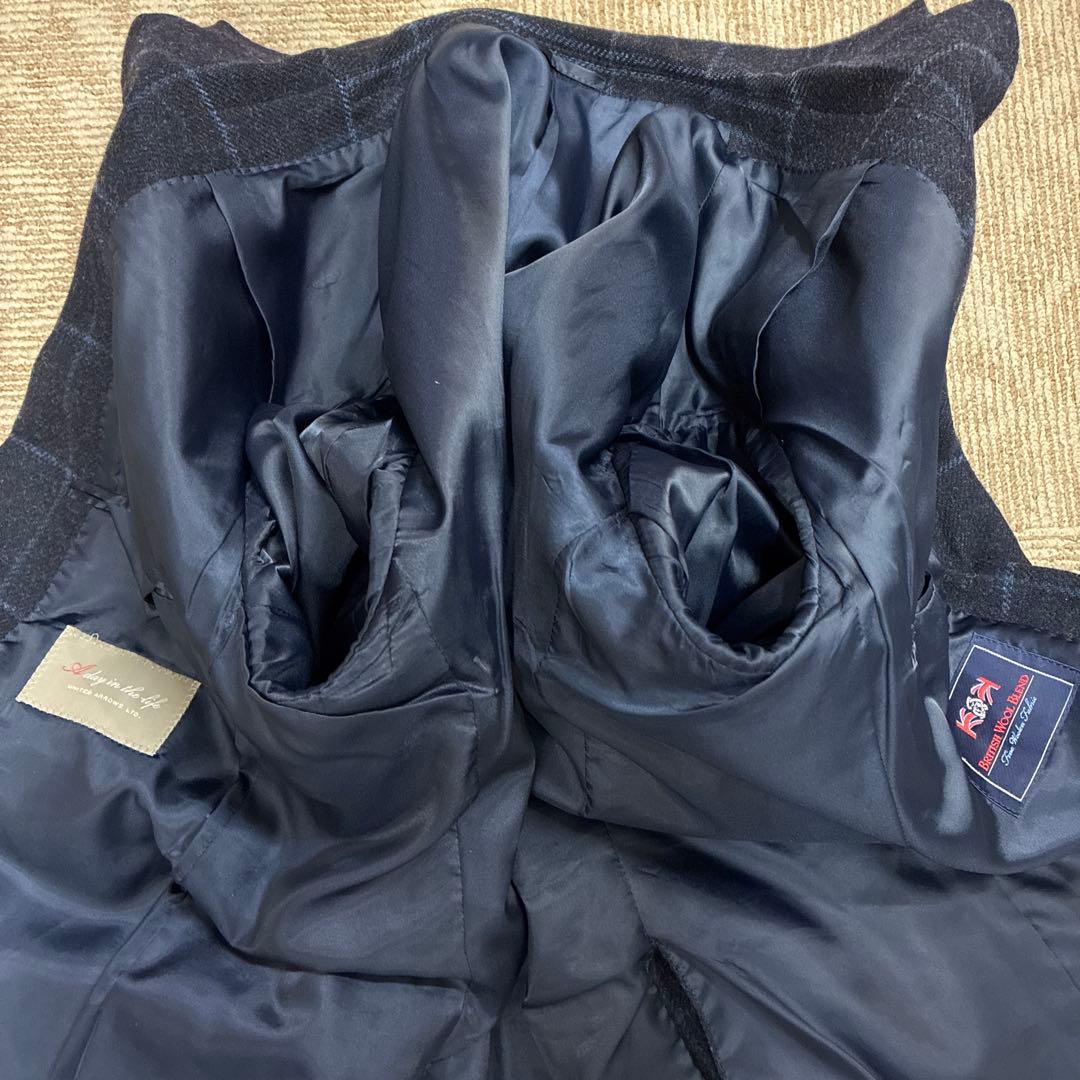 UNITED ARROWS 起毛ウール ウィンドウペン テーラードジャケット