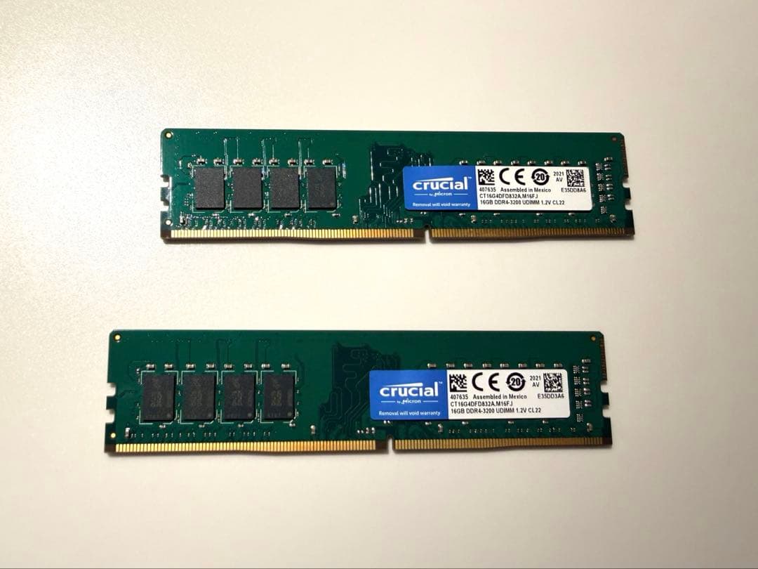 【32GB】Crucial DDR4 3200MHz メモリ 16GB×2
