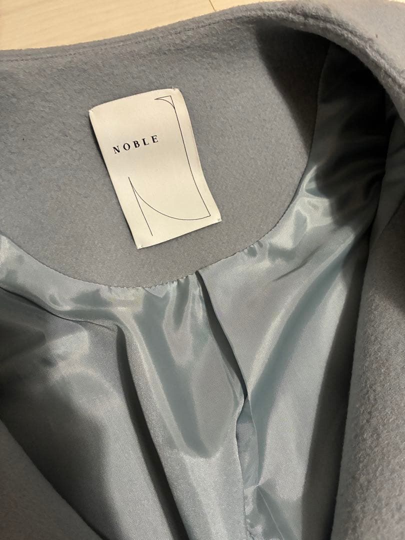 NOBLE ベルト付きロングコート ライトグレー