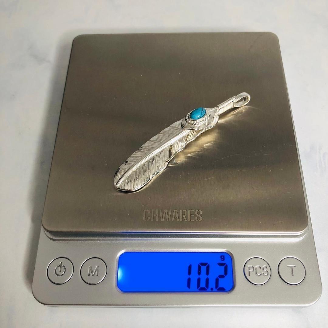 シルバー925 ペンダントトップ　フェザー　ターコイズ　新品　5-1　7633