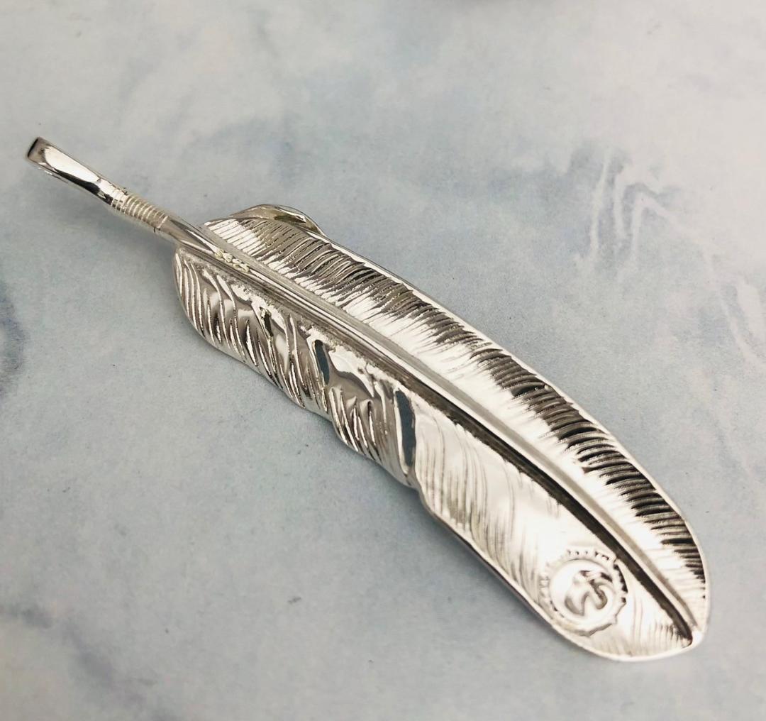 シルバー925 ペンダントトップ　フェザー　ターコイズ　新品　5-1　7633