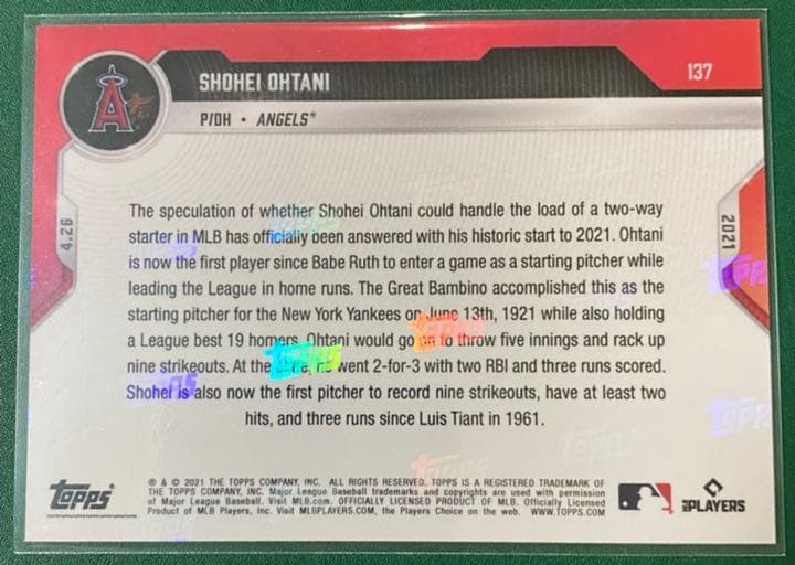 大谷翔平　topps now137