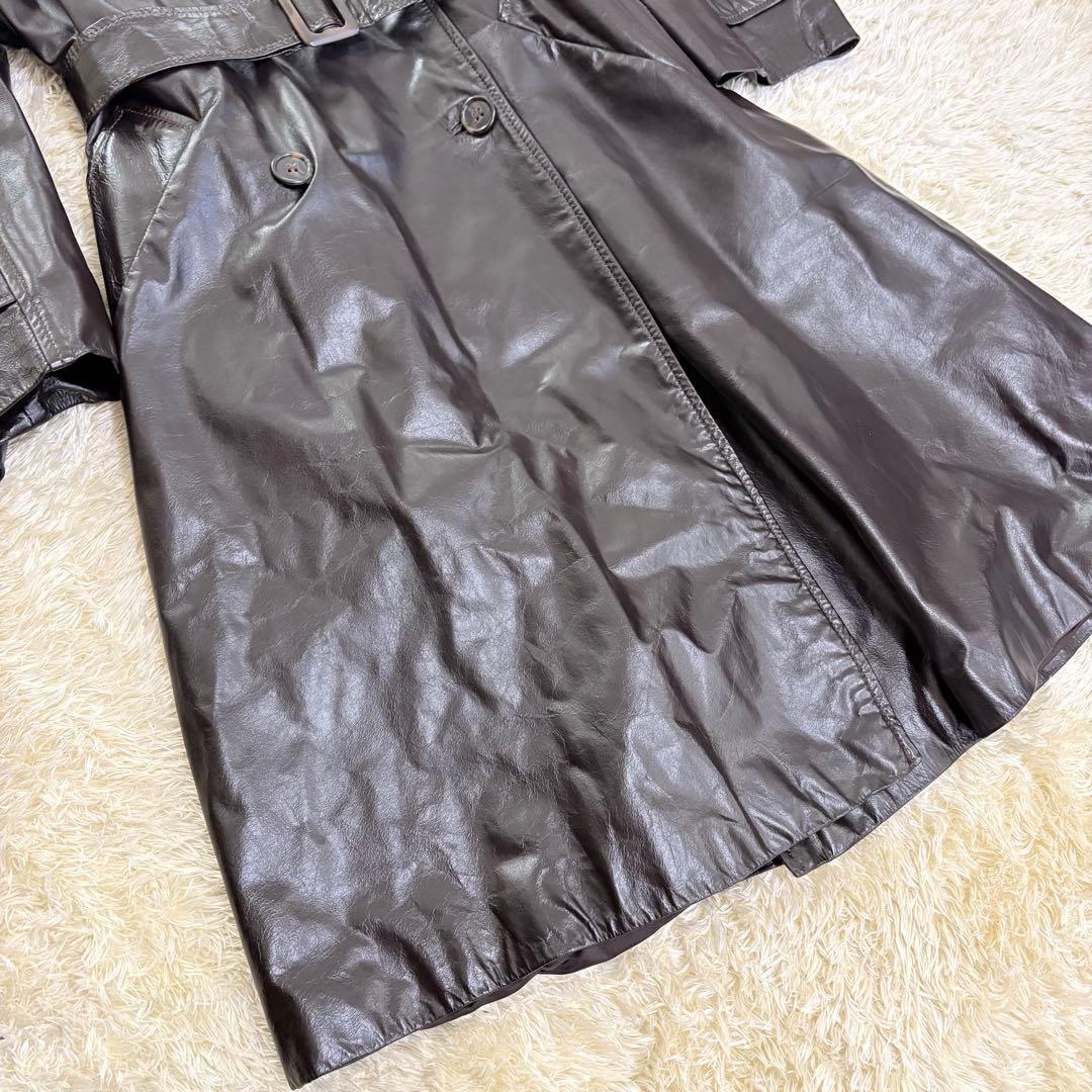 マックスマーラ　Max Mara レザー　トレンチコート　革　ダークブラウン